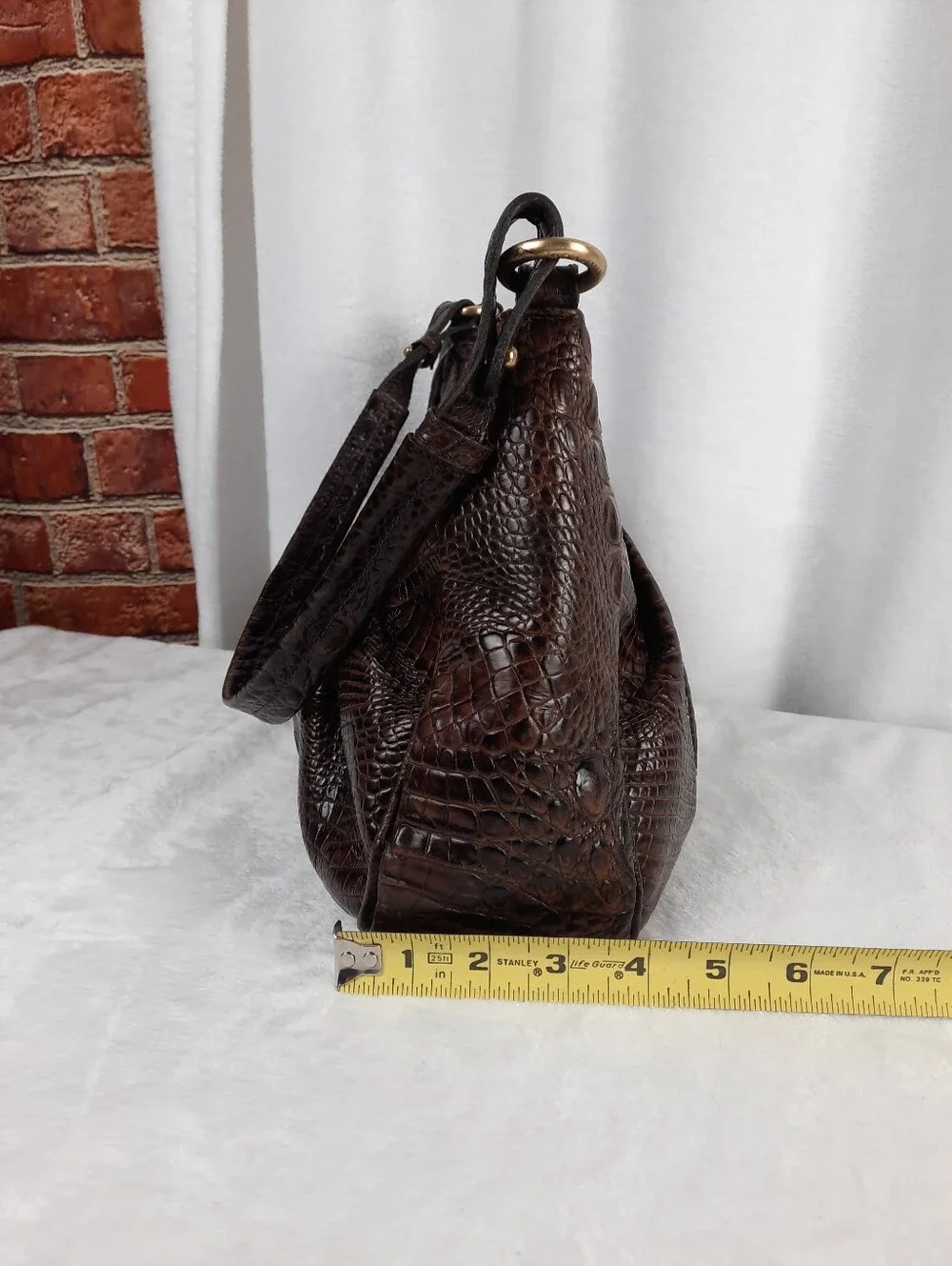 Brahmin Pecan Melbourne Croc-Embossed Hobo Shoulder Bag